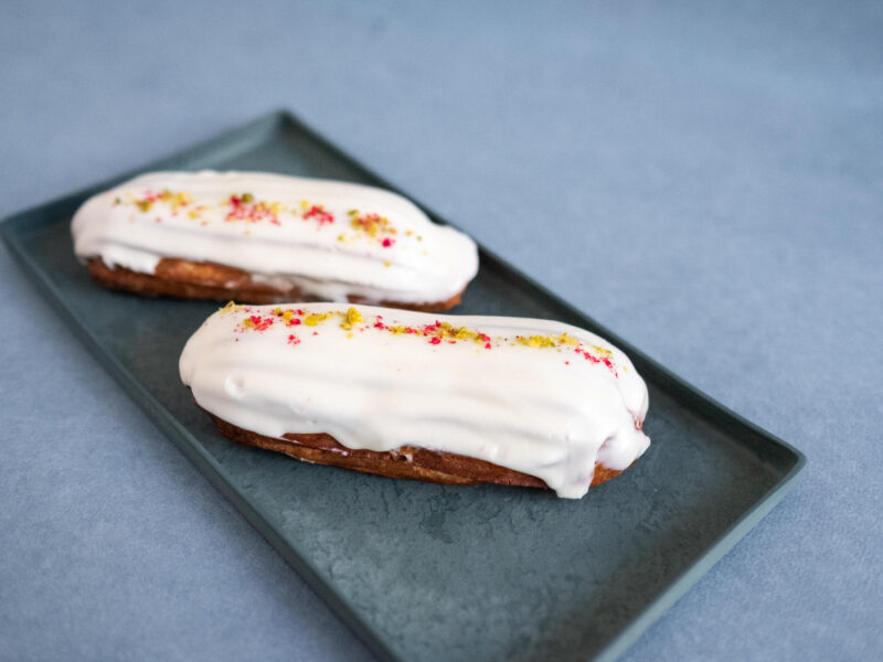 Rhubarb eclair